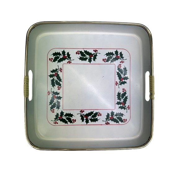 Vintage Stackable MCM 3pc  Christmas Holiday’s lacquer ware serving trays Japan - Picture 5 of 11